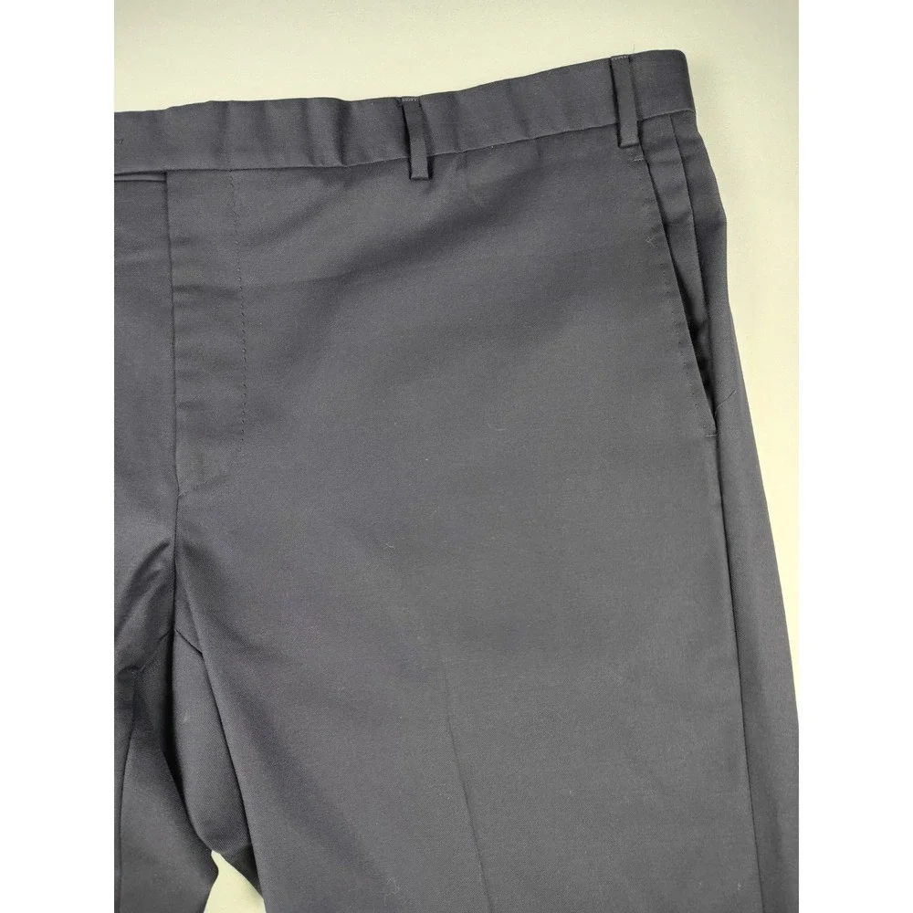 Zanella Devan 100% Wool Dress Pants Mens 46x28.5 Navy Made Italy Cuffed Office